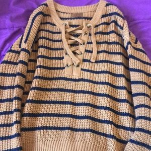 Lace up sweater